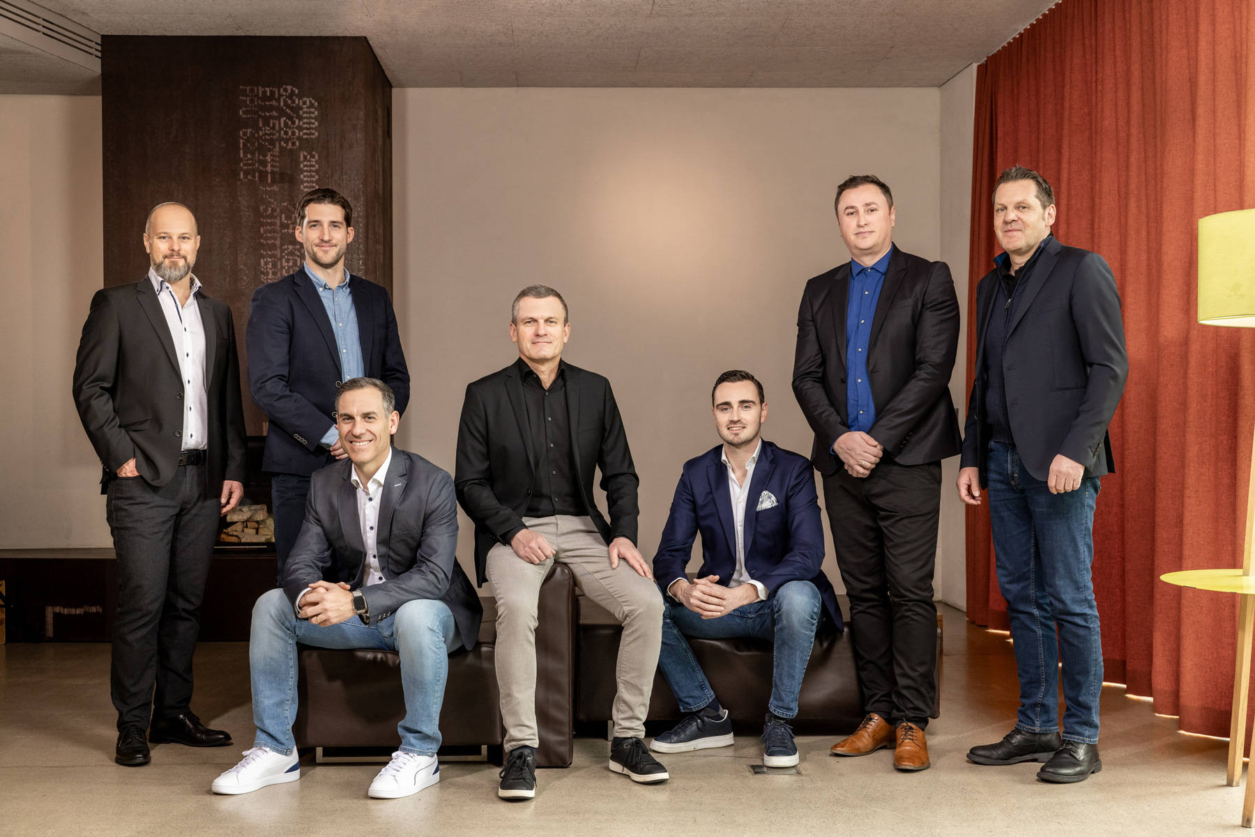 Von links, stehend: Patrick Gurtner, Samuel Welti, Aleksandar Backovic, Nils von Allmen, sitzend: Rui de Almeida, Oliver von Allmen, Philip Stucki